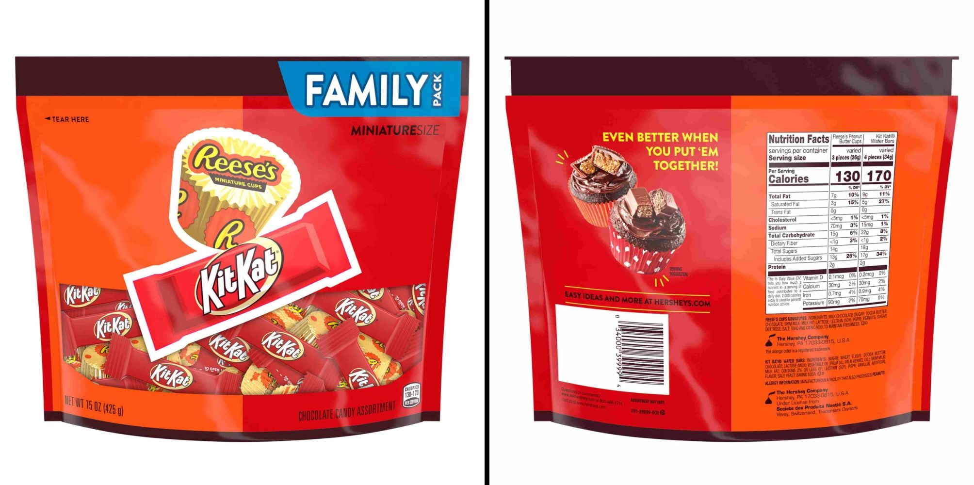 Hershey's Reese's & Kit Kat Miniature Size Chocolate & Lay's Wavy Potato Chips Party Size