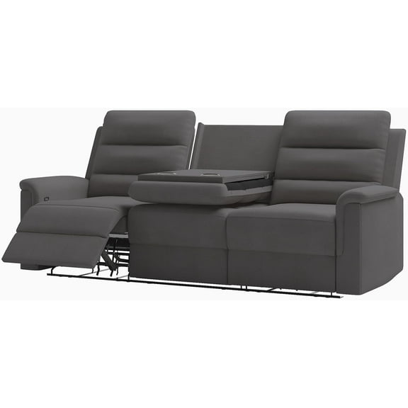ijuicy 3-Seater Reclining Sofa with 2 Cup Holders,Sofa Recliner with Flipped Middle Backrest, Home Theater Seating Furniture for Living Room,Dark Grey