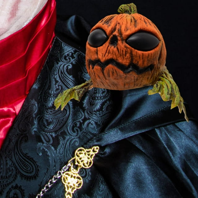 Marioneta de calabaza divertida para fiesta de Halloween, decoración de broma con ojos iluminados, accesorio fotográfico para presentaciones en el