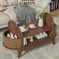 thumbnail image 7 of Fluted Coffee Table with Storage, Modern Coffee Tables, Wood Accent Center Table, Oval with Flip-Top Lids for Living Room Home Office, 7 of 7