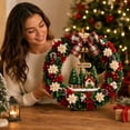 thumbnail image 6 of LKXOTTK Christmas 3D Fabric Wreath DIY Craft Kit, Poke Art with Tools, Holiday Door Decoration for Adults, 6 of 7