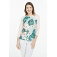 thumbnail image 4 of Hawaii Hangover Women's Hawaiian Stretchy 3/4 Sleeve Crew Neck Shirt in Mint Forest M, 4 of 5
