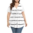 thumbnail image 1 of Birdeem Fashion Womens Plus Size Cutout Asymmetric Lace Short Sleeve T-Shirt V-Neck Tops, 1 of 5