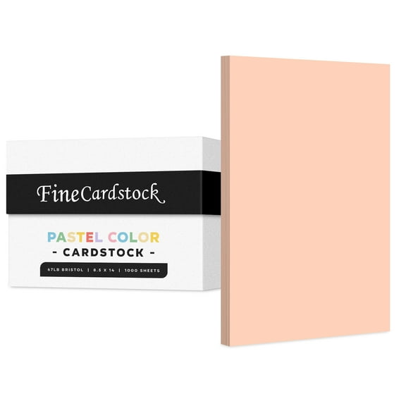 Bulk of 1000 Sheets, Peach 8.5" x 14" Menu Legal Size Pastel Color Card Stock Paper, 67Lb Vellum Bristol Cardstock | Perfect for School and Craft Projects