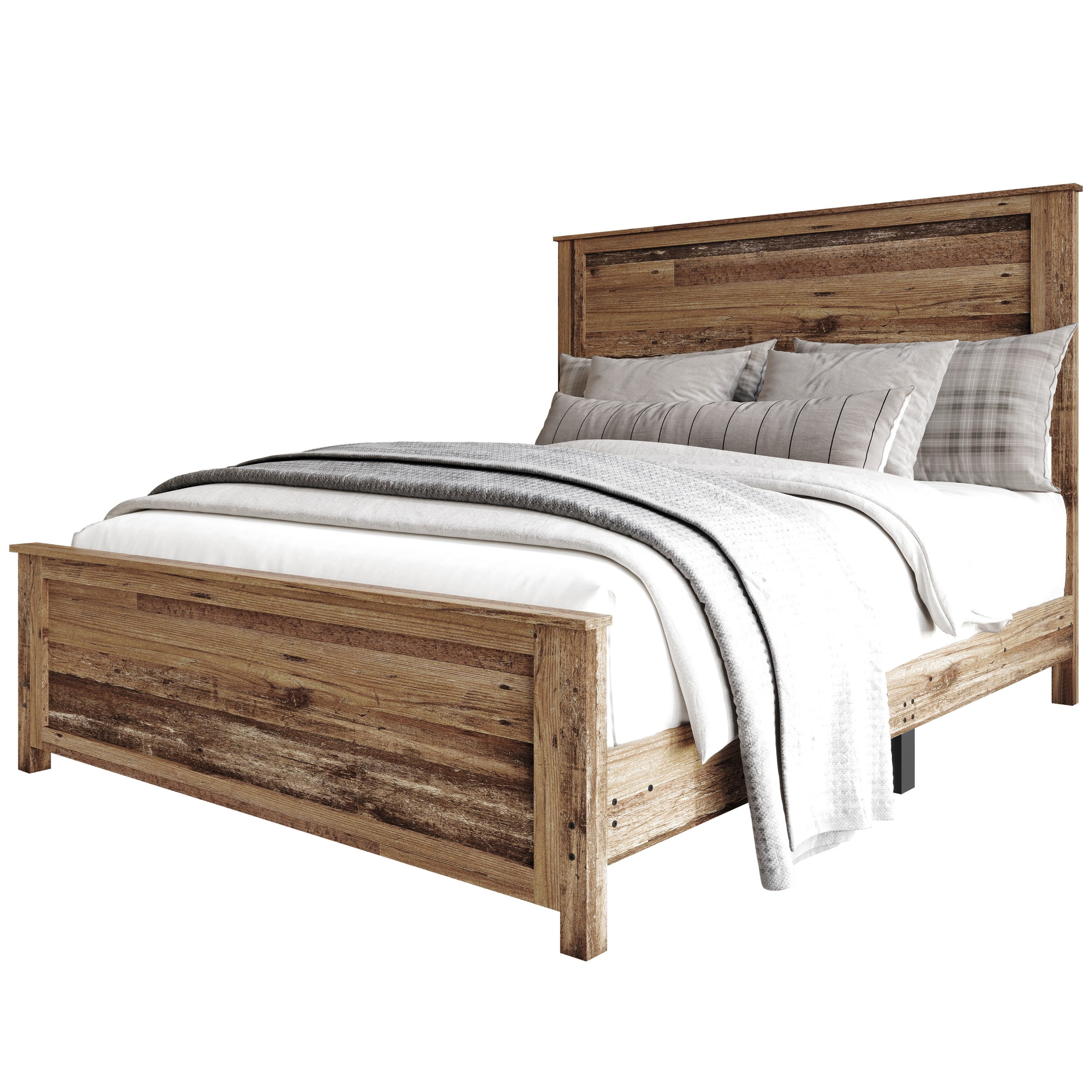 Home Design Racine King Panel Bed Frame, Vintage Oak
