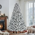 thumbnail image 5 of Alupssuc 6.5ft Prelit Snow Flocked Artificial Holiday Christmas Tree w/ Warm White Lights, Foldable Stand, Full Snow Branch Tips, 5 of 9
