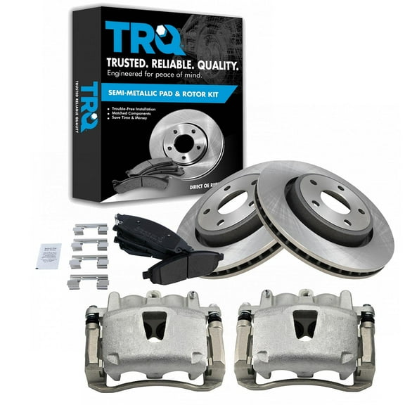TRQ Front Metallic Disc Brake Pad Rotor & Caliper Kit for Jeep Grand Cherokee BKA18455