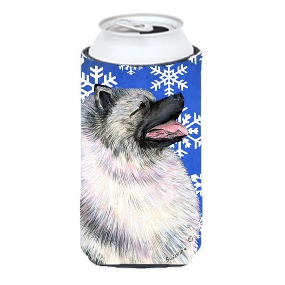 Keeshond Winter Snowflakes Holiday Tall Boy bottle sleeve Hugger 22 to 24 oz.