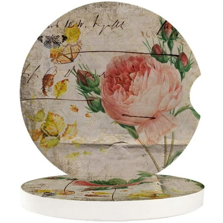 

FMSHPON Retro Rose with Fallen Leaves and Butterflies Set of 6 Car Coaster for Drinks Absorbent Ceramic Stone Coasters Cup Mat with Cork Base for Home Kitchen Room Coffee Table Bar Decor