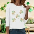 thumbnail image 5 of felwors St Patty's Day Shirt Women 2025 Casual Plus Size 3/4 Sleeve Irish Clover Shirts Funny Saint Patrick's Tunic Tops (White, XL), 5 of 7