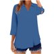 thumbnail image 1 of Mujeres 3/4 Manga Tops Y Blusas Color Sólido Turndown Cuello en V Suéter, 3/4 Manga Tops Casual para las Mujeres Suave Blusa de Poliéster, Ligero Primavera Verano Camiseta de Moda, 1 of 5