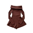 thumbnail image 5 of Biekopu Women’s Off Shoulder Romper, Casual Long Sleeve Solid Color Knit Jumpsuit Shorts, 5 of 5