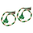 thumbnail image 1 of Guirnalda rústica de cuentas de madera de 2 piezas con cuerda de yute, cuentas de oración de trébol verde Oro Blanco Verde, 1 of 9