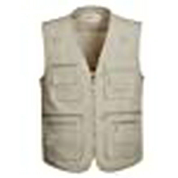 Flygo Men's Summer Casual Outdoor Utility 16 Pockets Journalist Fishing Photo Travel Vest Plus Size (X-Large, Beige)
