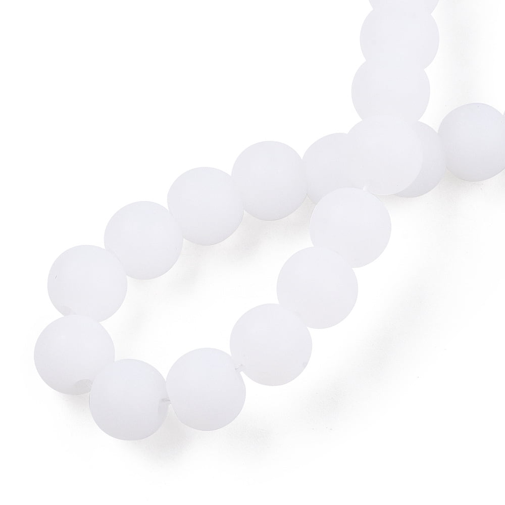 20strands Imitation Glass Beads Strands Frosted Round Creamy White 8~8.5mm Hole: 1.5mm about 51~53pcs/strand 14.96 inch~15.55 inch(38~39.7cm)