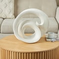 thumbnail image 2 of 20" x 17" White Polystone Wavy Shaped Abstract Sculpture with Cutouts and Speckled Texturing, by DecMode, 2 of 9