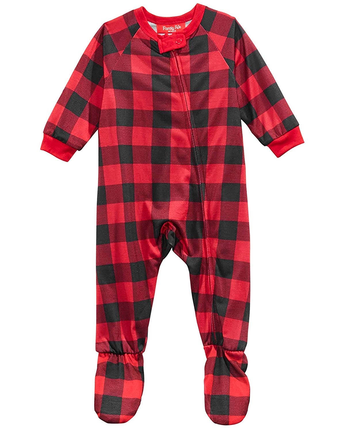 Family Pajamas Unisex Kid's Footed Pajamas Fleece Navida Red 18 MOS
