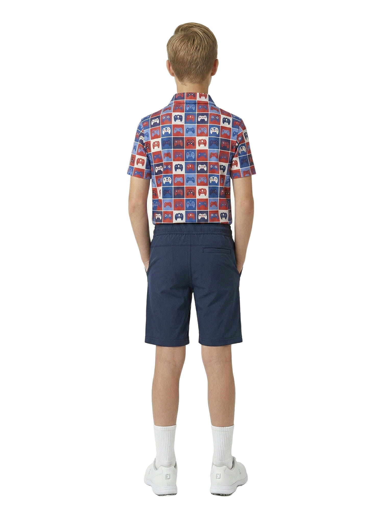 Birdie Bound Boys Performance Gamer Grid Golf Polo Shirt, Sizes XS-XL