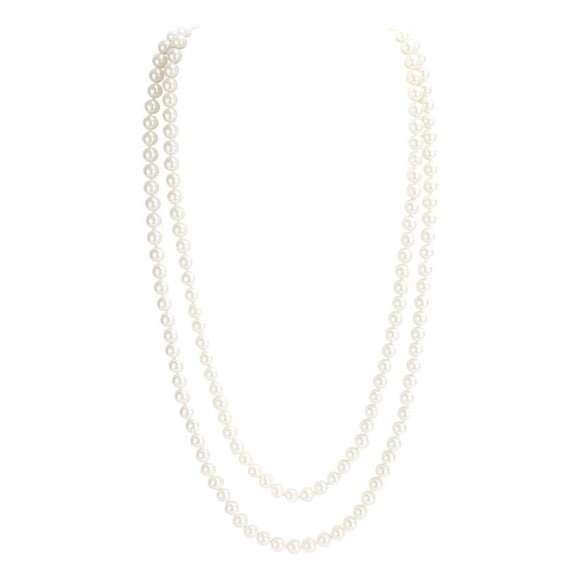 Mightlink Elegant Women Faux Pearls Sweater Necklace Double Layer Long Necklace Simple Versatile Sweater Chain