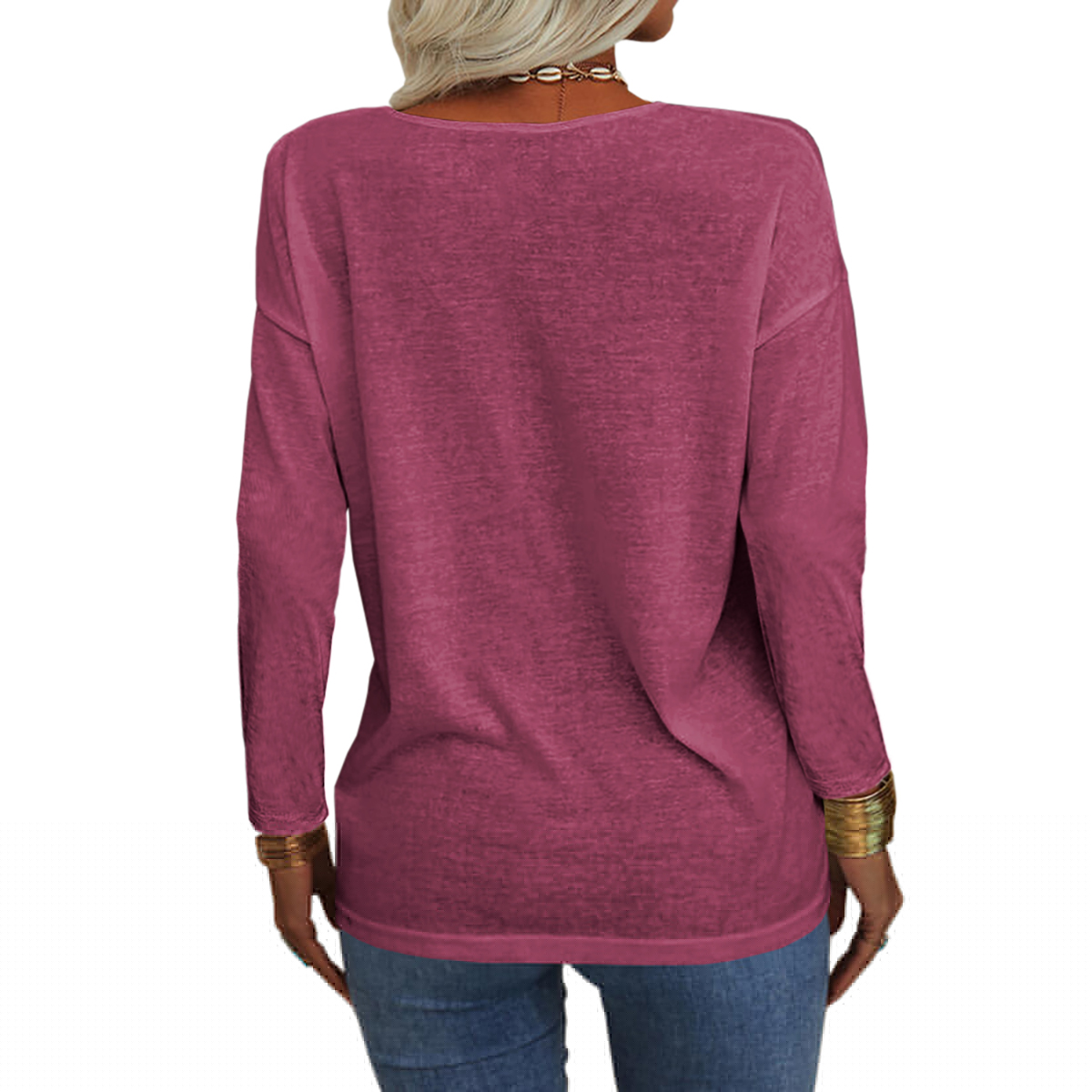 thumbnail image 2 of Langwyqu Women Deep V-Neck Short Sleeve Tops Casual Loose Basic T Shirt, 2 of 2