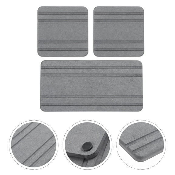 TAILTOSS Kitchen and Bathroom Stone Drying Mat Dark Grey Diatom Mud 3PCS