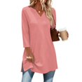 thumbnail image 2 of Womens 3/4 Sleeve V Neck Tunic Tops Summer Loose Fit Blouses Daily Vacation Casual T-Shirts, 2 of 7