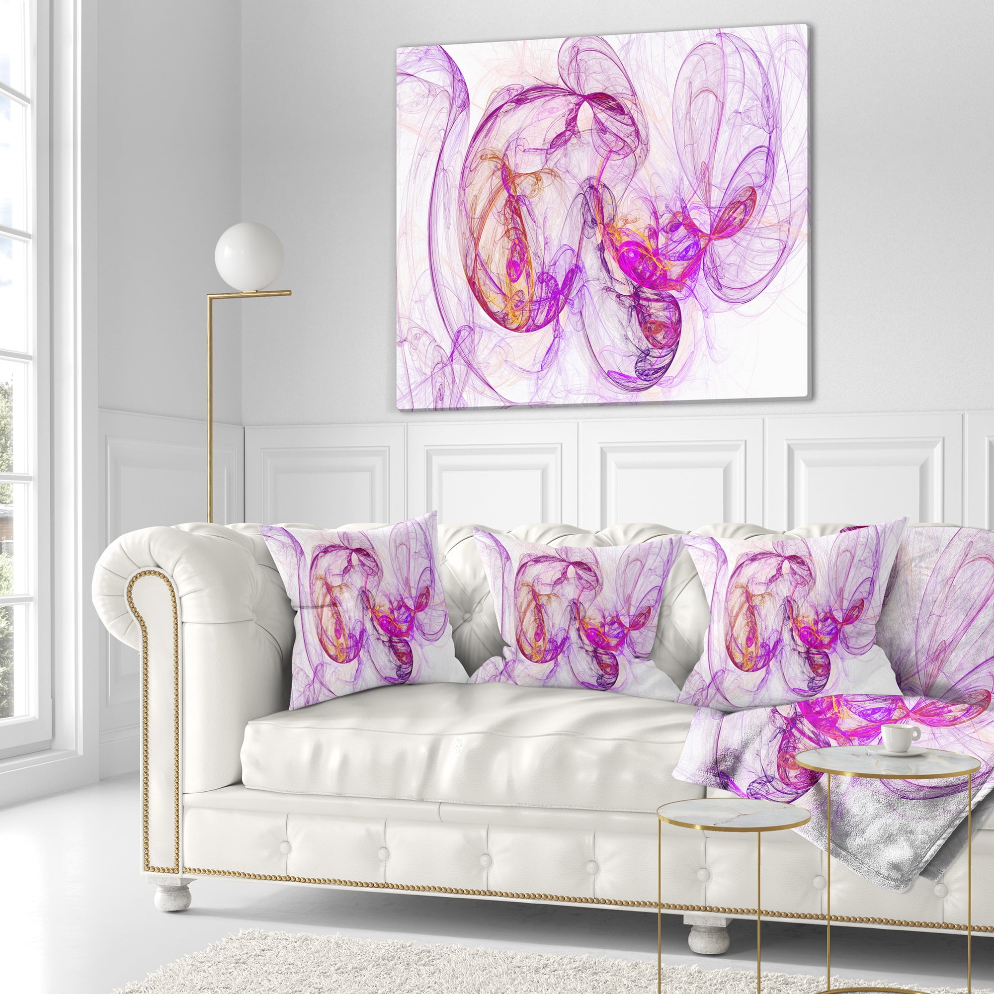 Designart Billowing Smoke Magenta - Abstract Throw Pillow - 18x18