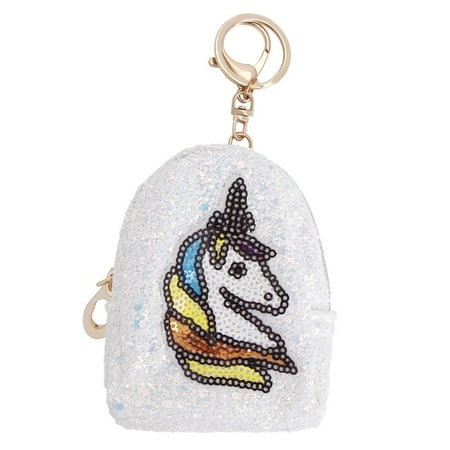 Zip Coin Holder TURNTABLE LAB Women Sequins Unicorn Mini Wallet Card Key Holder Zip Coin Purse Clutch Bag ()