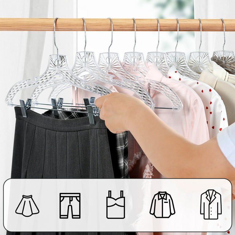 20 Pack Hangers, Clear Plastic Hangers, Heavy Duty Clothes Hangers, Crystal Cut Hangers for Shirt, Coat, Dress, Closet Hangers with 360 Degree
