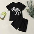 thumbnail image 2 of Baby Boy Outfits Dinosaur Print Short Sleeve T Shirt Shorts Casual Daily Wear School Outdoor Boy Clothes Black 11 Years-12 Years, 2 of 5
