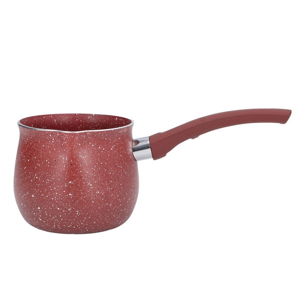 Mini Olla de Hervir Calentador de Café de Una Sola Manija Antiadherente de Aleación de Aluminio Rojo Sincero