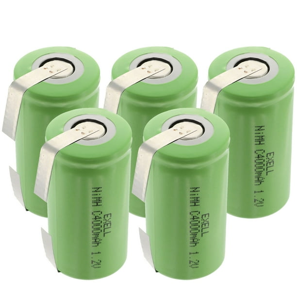 5x Exell 1.2V 4000mAh NiMH C Size Rechargeable Batteries w/ Tabs FAST USA SHIP