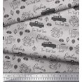 thumbnail image 3 of Soimoi Tissu en Rayonne Gris Cartruck & Farmhouse Tissu à Imprimé Texte au Mètre 42 Pouces de Large, 3 of 5