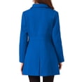 thumbnail image 3 of Abrigo azul de longitud media con cuello Peter Pan y un solo botón para mujer Inspire Chic, talla XS, 3 of 6