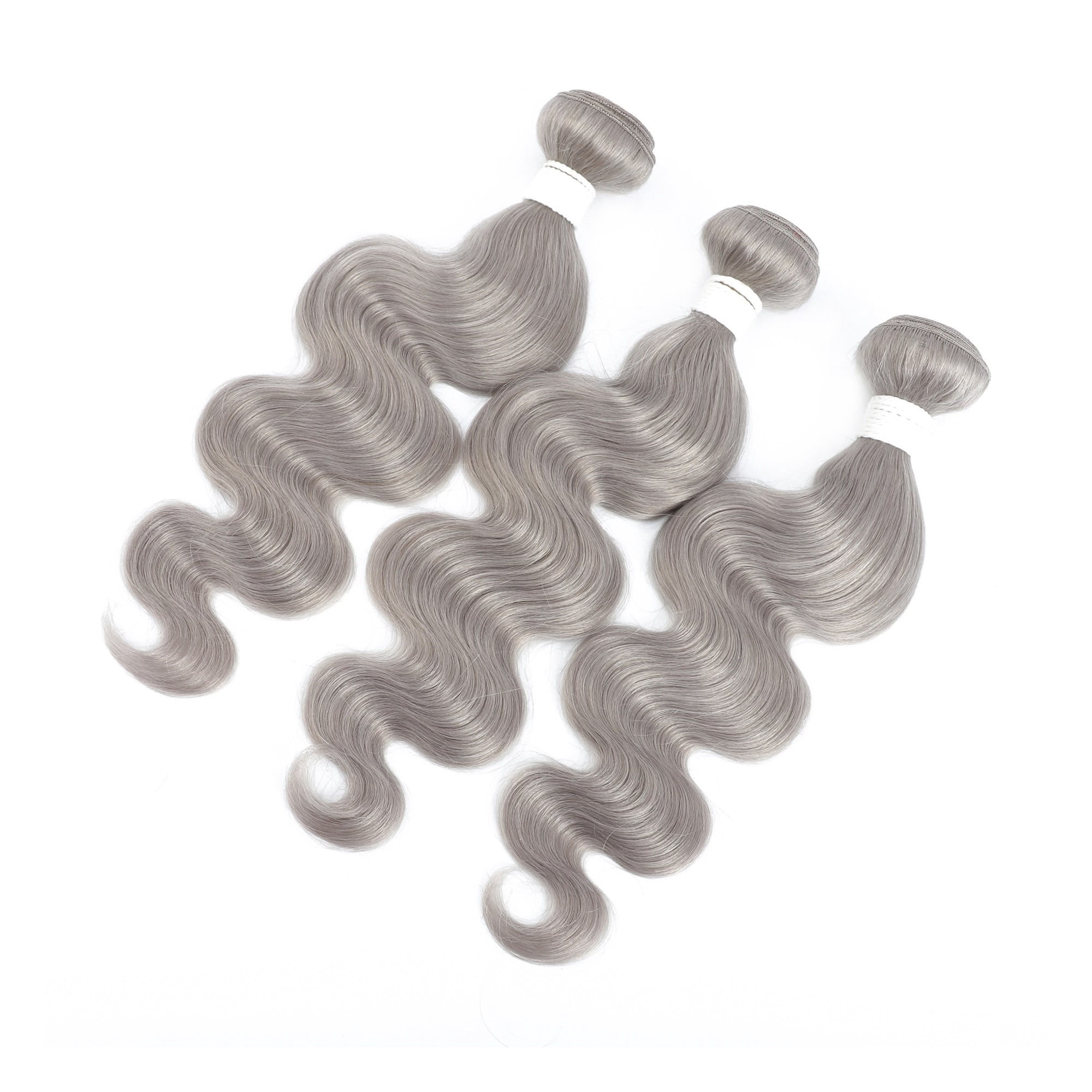 Body Wave Bundle With Closure Silver Grey Color 3 Bundles With Closure Gray Brazilian Remy 100% Human Hair Bundles