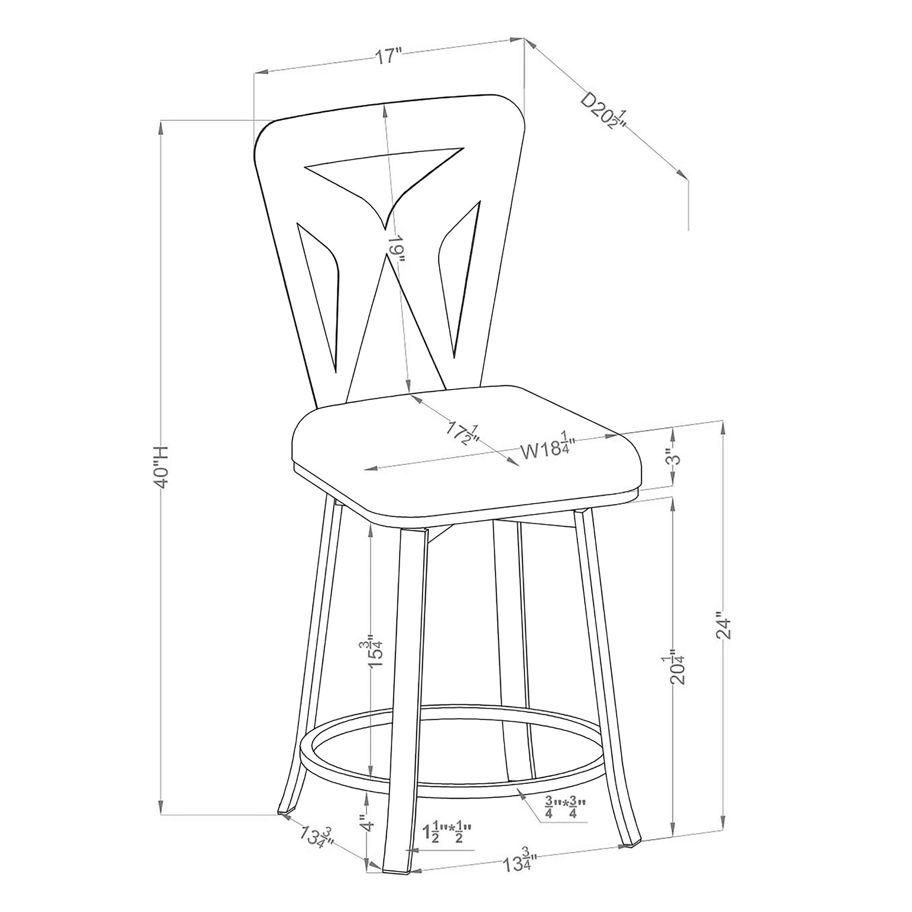 Furniture of America Harper Metal Swivel Stool-Set of 2, Navy, 24-in