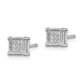 thumbnail image 2 of White Sterling Silver Earring Cluster Square Women'S Cubic Zirconia CZ Clear 7 mm, 2 of 3