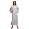 thumbnail image 3 of Moomaya Printed Long Sleeve Maxi Nightdress Button Down Cotton Sleepwear Gown, 3 of 5
