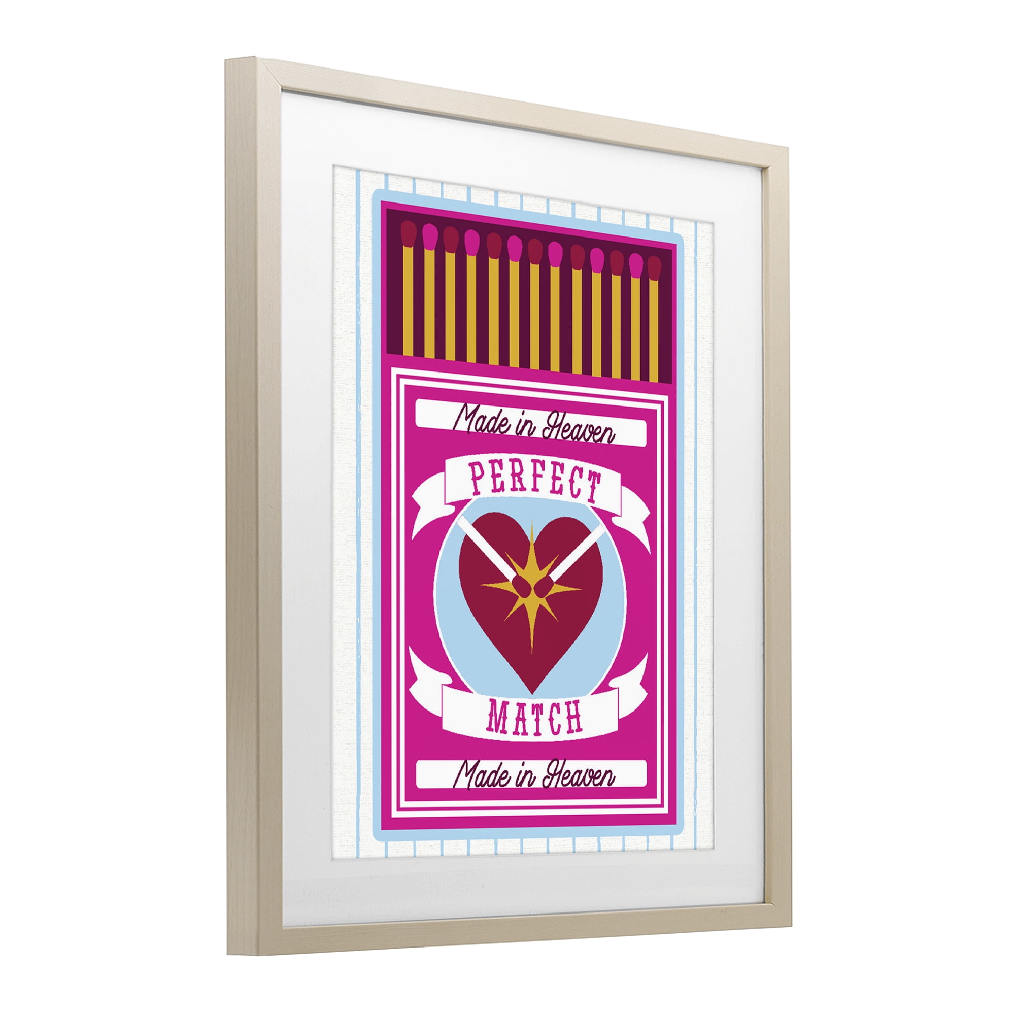 Stupell Industries Perfect Match Made In Heaven Birch Framed Print Under Glass, design by Lil' Rue