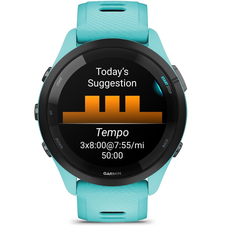 Garmin Forerunner 265 GPS Smartwatch, Aqua/Black Bundle with Deco