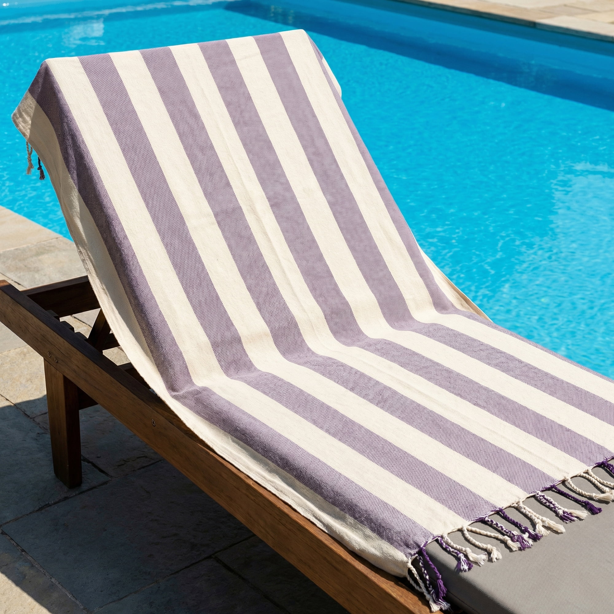 Unique Bargains Stripe Absorbent Quick Dry Beach Towel 2 Pack Purple/Red 71"x40"
