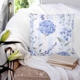 thumbnail image 3 of 24x24 Pillow Covers Set of 2, Hydrangea Leaves Throw Pillow Covers Decorative Couch Cushion Case, Blue Striped Botanical Floral Microfiber Square Pillowcases for Bedroom Car Living Room, 3 of 7