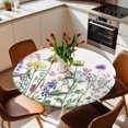 thumbnail image 2 of Flowers Leaves Elastic Fitted Round Table Cover Watercolor Plant Waterproof Outdoor Tablecloth for Holiday Party, Picnic, Patio & Dining Fits Tables Up to 45"-54", 2 of 8