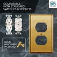 thumbnail image 6 of Rio Salto Metal Gold Outlet Cover or Light Switch Cover Wall Plate, Corrosion Resistant Single Duplex Receptacle Wallplate Covers 1 Gang Standard Size, Genuine Brushed Brass 4.50" x 2.76" 5-Pack, 6 of 14