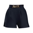 thumbnail image 4 of AWXNJUX Casual Pants for Women Women's Elegant High Waist Pleated Straight Leg Summer Shorts With Pockets Pants Womens Women's Pants (Navy Blue,XXL), 4 of 5