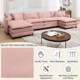 thumbnail image 5 of Liangfu Modular Sectional Sofa with Movable Ottoman - Premium Chenille Fabric, Convertible U-Shaped Couch Chaise for Living Room, 300 lbs Capacity Pink, 5 of 8