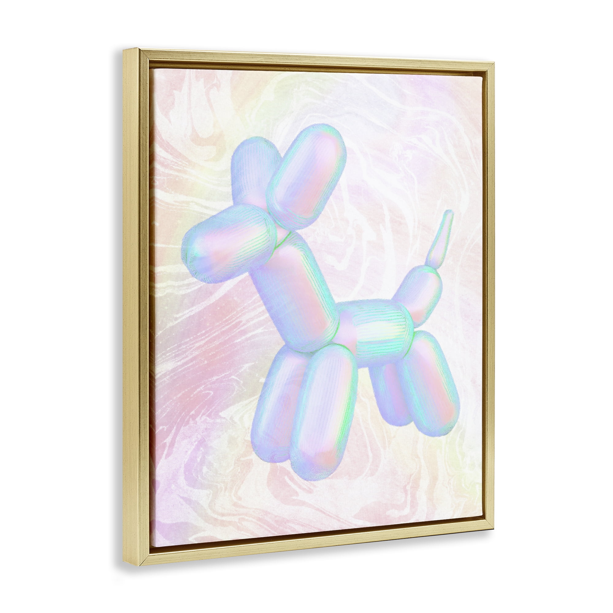 Stupell Industries Pastel Balloon Animal Abstract Painting Gold Floater Framed Canvas Art Print Wall Art, 25 x 31