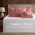 thumbnail image 2 of LammaLoe Extra Deep Pocket King Sheets set, Fits 18"-24" Mattress, 6 Piece Soft Microfiber Bed Sheet Sets, Pink Clay, 2 of 8
