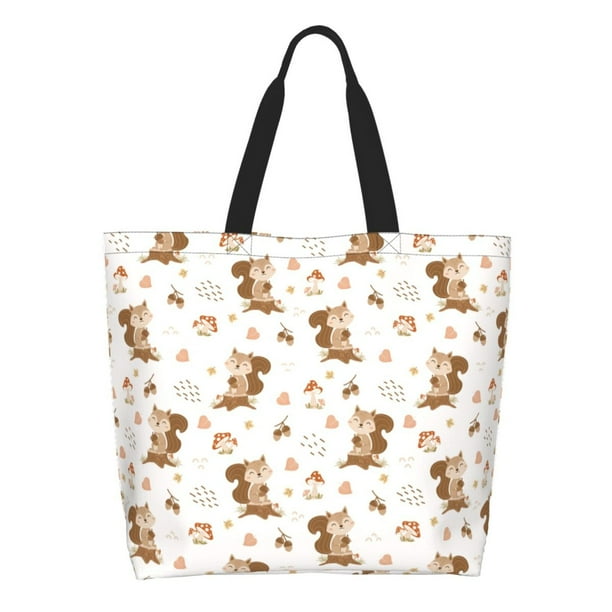 Balery Fall Squirrel Bolsa Tote Estilo Estético con Cremalleras, Bolsa de Hombro, Bolsa de Compras Grande y Plegable