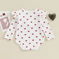 thumbnail image 3 of Bagilaanoe Newborn Baby Girl Rompers Heart Print Long Sleeve Bodysuit + Headband 3M 6M 9M 12M Infant Ribbed One Piece Jumpsuit, 3 of 7